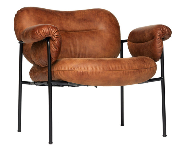 Bollo Armchair - Fogia - Chairs - Vintage - Cognac Leather - White - HORNE