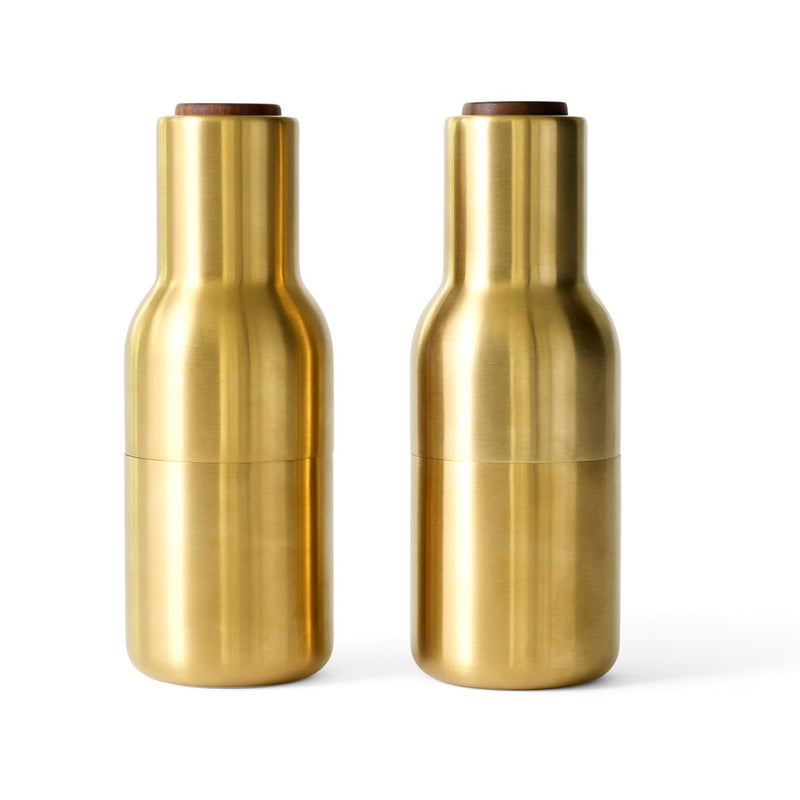 Bottle Grinders - Set of 2 - Audo Copenhagen - Kitchen Tools - Bronzed Brass - Walnut Lid - HORNE