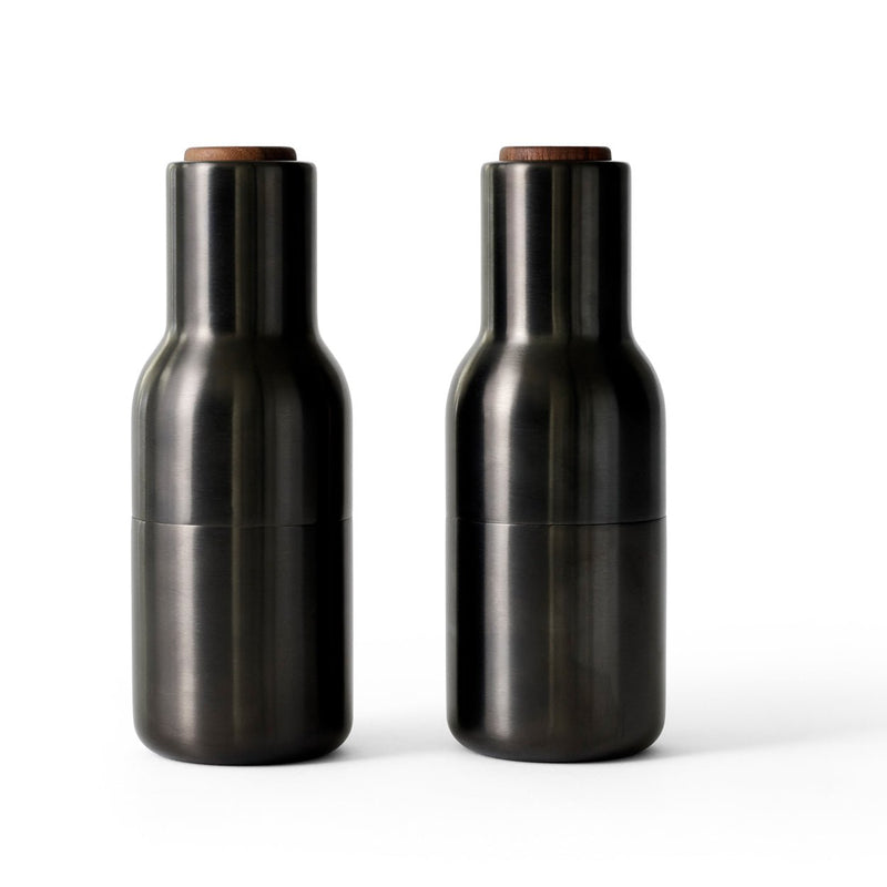 Bottle Grinders - Set of 2 - Audo Copenhagen - Kitchen Tools - Bronzed Brass - Walnut Lid - HORNE