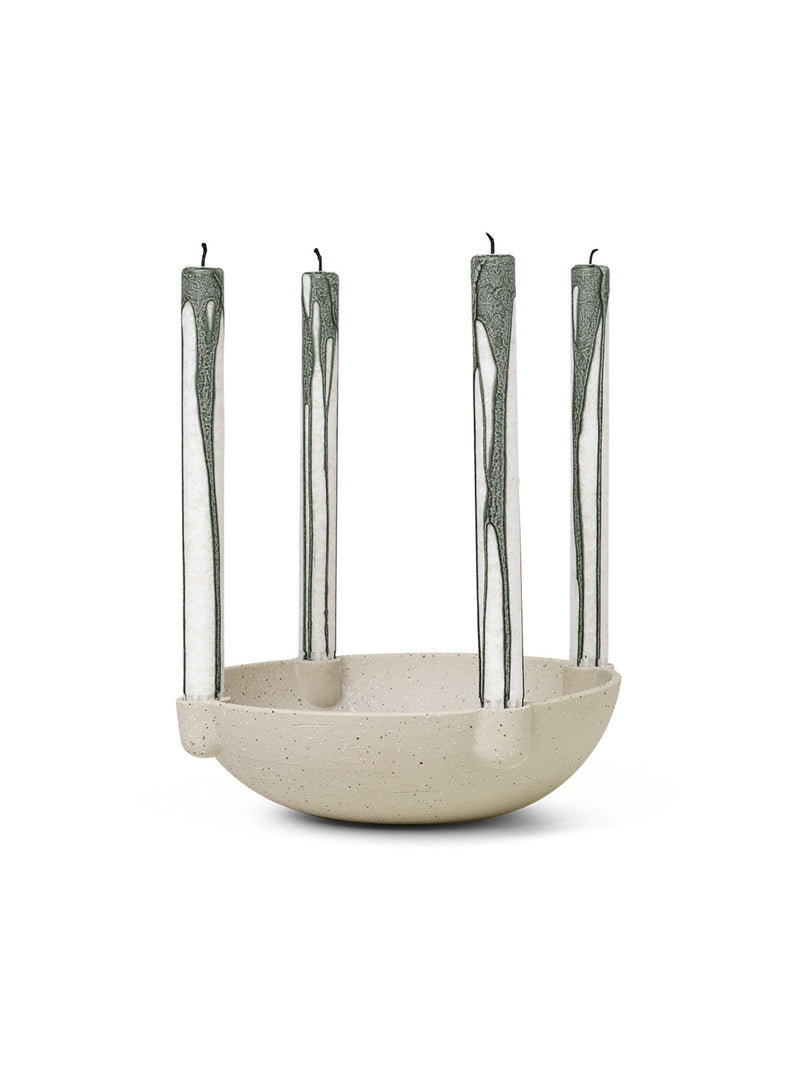 Bowl Candle Holder - Ceramic - Ferm Living - Candle Holders - Light Grey - HORNE