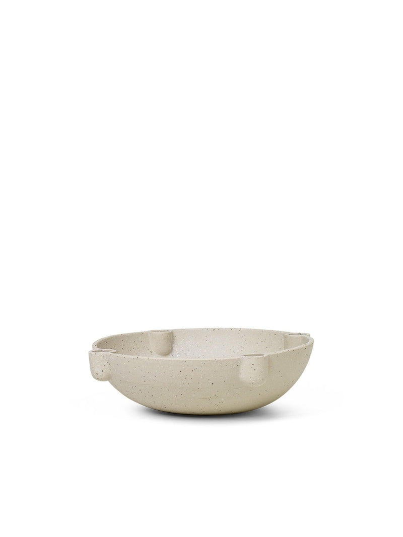 Bowl Candle Holder - Ceramic - Ferm Living - Candle Holders - Light Grey - HORNE