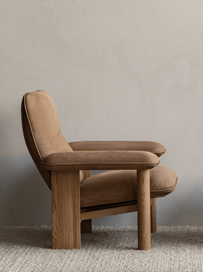 Brasilia Lounge Chair & Ottoman - Upholstered - Audo Copenhagen Chairs - Chair Only - Boucle 02 Fabric - Natural Oak - HORNE