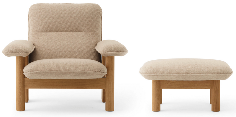 Brasilia Lounge Chair & Ottoman - Upholstered - Audo Copenhagen Chairs - Chair Only - Boucle 02 Fabric - Natural Oak - HORNE