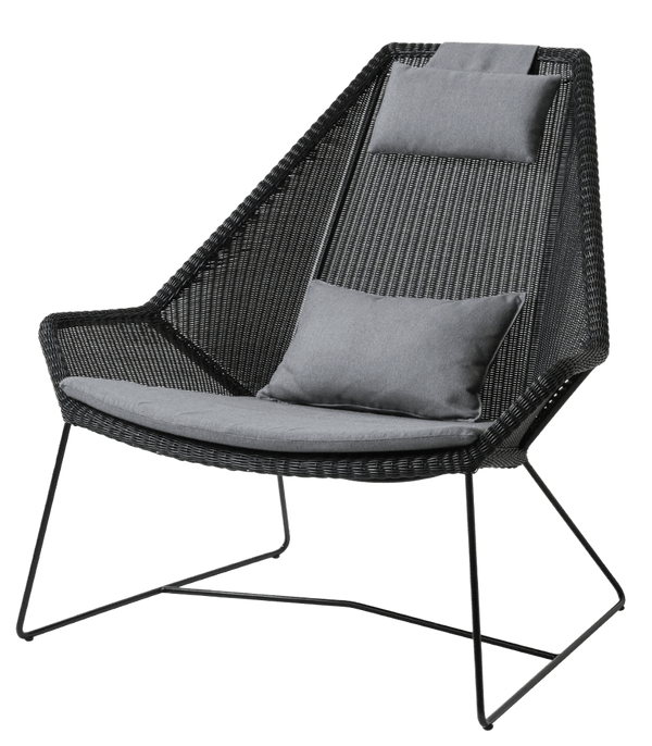 Breeze Highback Chair - Cane Line - Outdoor Furniture - Black - Grey Cushion - HORNE