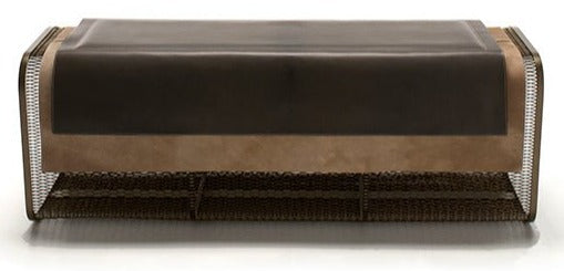 Caballito Blanco Long - Leather & Fabric - Oscar Maschera - Stools + Benches + Ottomans - Black - Light Gray - Iron - HORNE