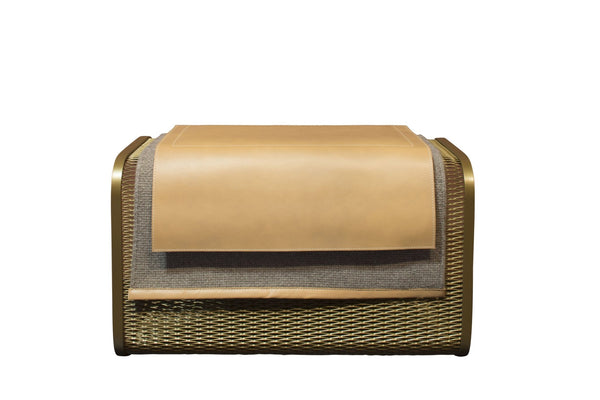 Caballito Blanco Small - Leather & Fabric - Oscar Maschera - Stools + Benches + Ottomans - Black - Light Gray - Bronze - HORNE