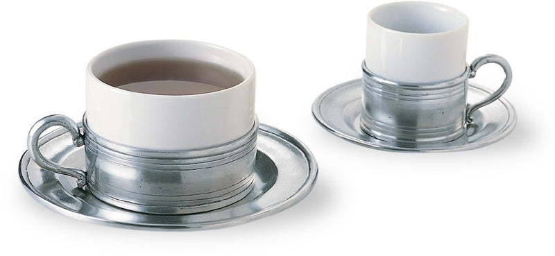 Cappuccino Cup & Pewter Saucer - Set of 2