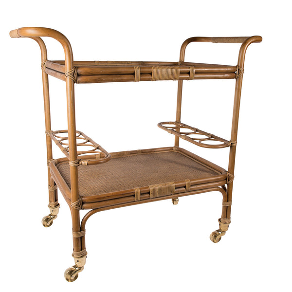 Carlo Rattan Bar Cart - Sika Design - Tables + Desks - Antique - HORNE