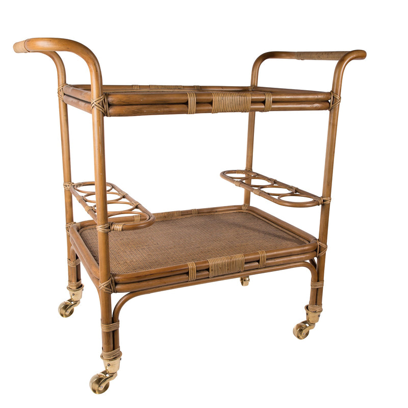 Carlo Rattan Bar Cart - Sika Design - Tables + Desks - Antique - HORNE