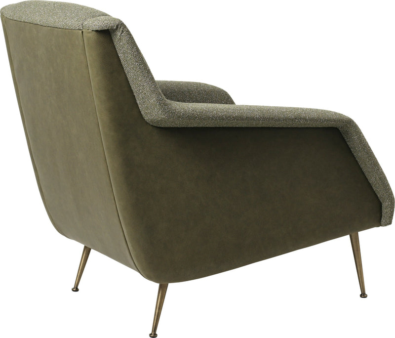 CDC.1 Lounge Chair - Conic Legs - Gubi - Chairs - Antique Brass - Around Bouclé 141 + Army Leather - HORNE