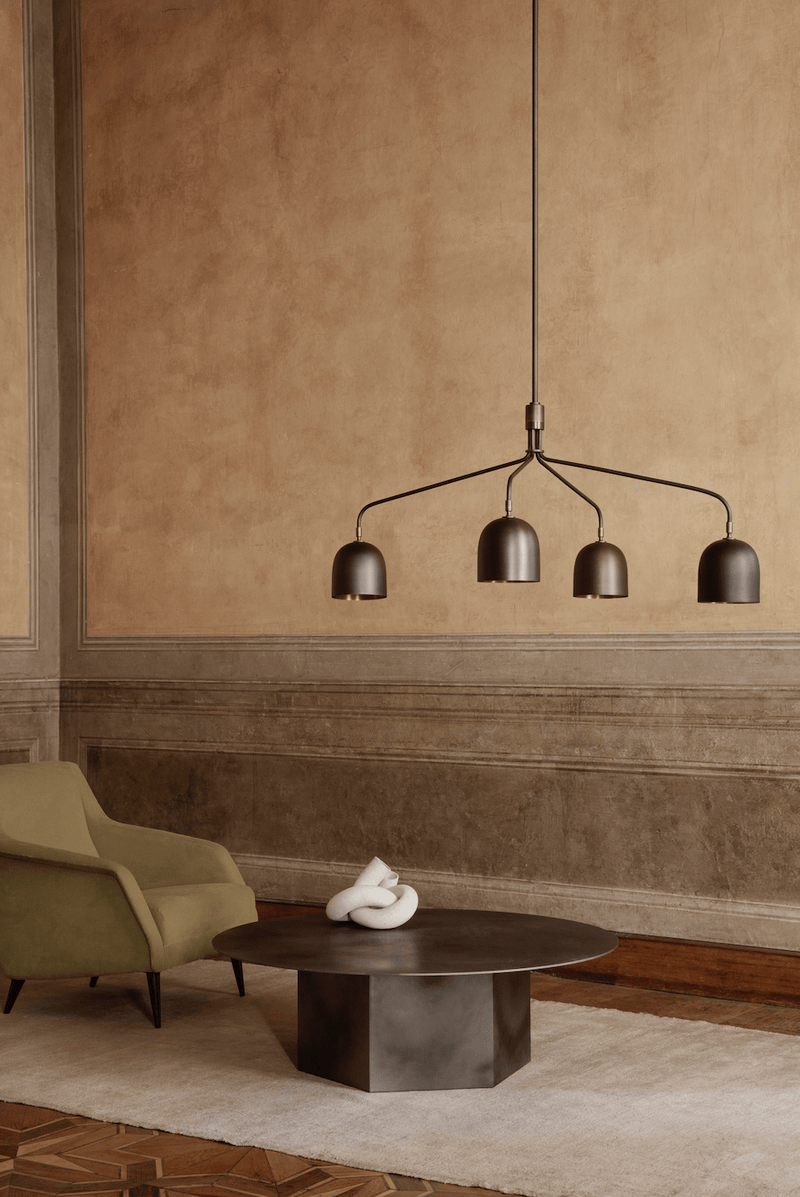 CDC.1 Lounge Chair - Conic Legs - Gubi - Chairs - Antique Brass - Around Bouclé 141 + Army Leather - HORNE