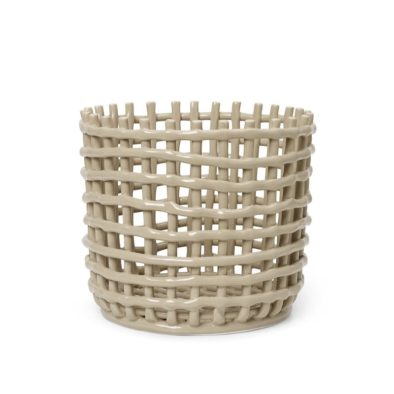 Ceramic Basket - Ferm Living - Storage + Organization - Small - Blue - HORNE