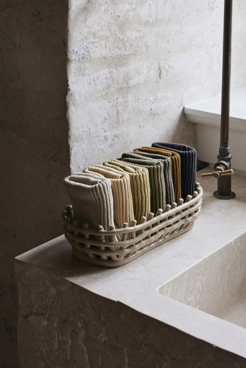 Ceramic Basket - Ferm Living - Storage + Organization - Small - Blue - HORNE