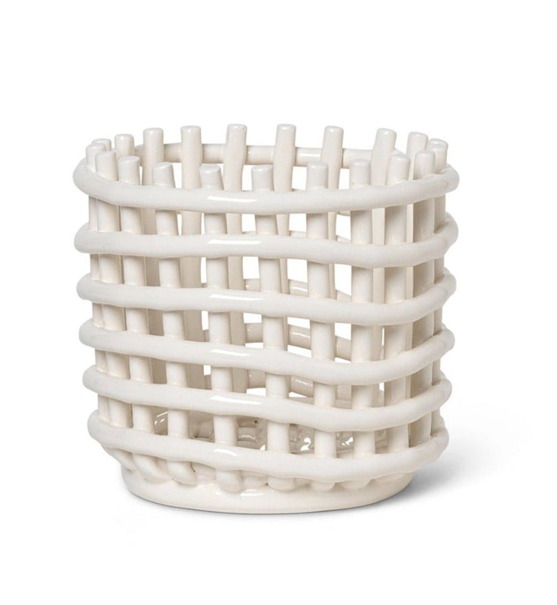 Ceramic Basket - Ferm Living - Storage + Organization - Small - Blue - HORNE