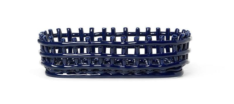 Ceramic Basket - Ferm Living - Storage + Organization - Small - Blue - HORNE
