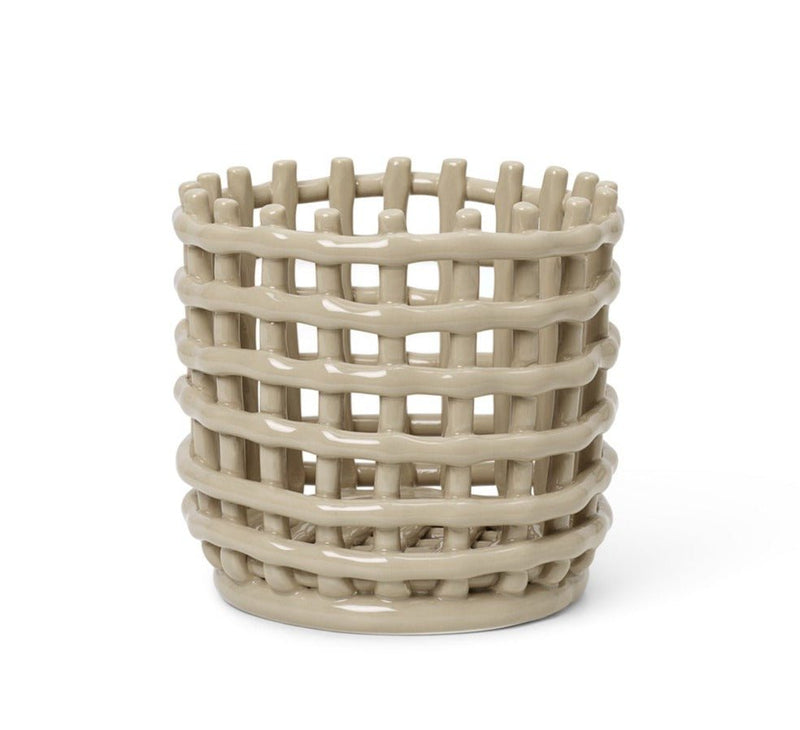 Ceramic Basket - Ferm Living - Storage + Organization - Small - Blue - HORNE