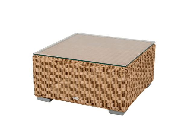 Chester Footstool/Coffee Table - Cane Line - Outdoor Furniture - Natural - Clear Safety Glass - HORNE