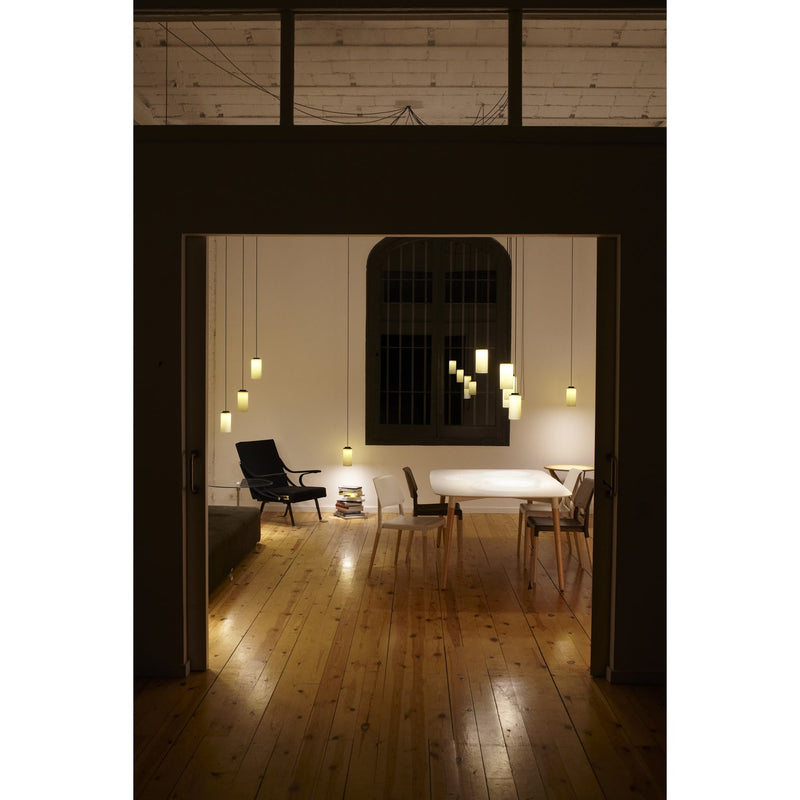 Cirio Simple Pendant - White Opal Glass - Santa & Cole - Pendants - Black Cord and Canopy - 118