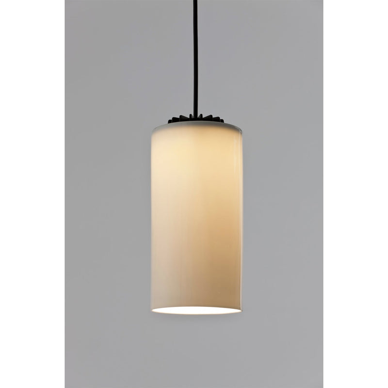 Cirio Simple Pendant - White Opal Glass - Santa & Cole - Pendants - Black Cord and Canopy - 118