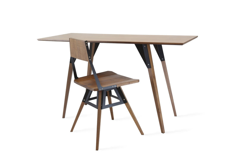 Clarke No Drawer Thin Rectangle Desk - Walnut - Tronk - Tables + Desks - Black - HORNE