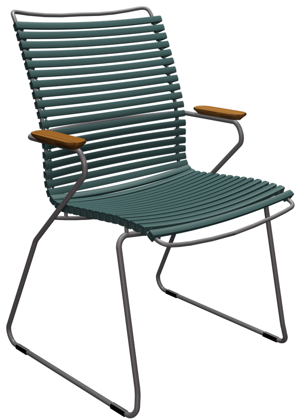 CLICK Outdoor Dining Chair w/Armrests - Tall Back - HOUE - Outdoor Furniture - Pine Green - HORNE