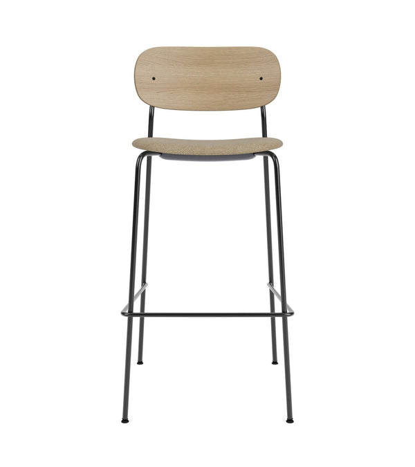 Co Bar Chair - Upholstered Seat - Audo Copenhagen - Chairs - Black Frame/ Natural Oak Back/ Audo Boucle 02 (Beige) - HORNE
