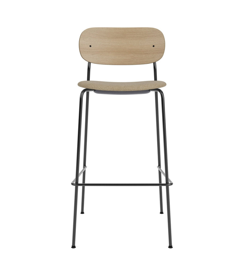 Co Bar Chair - Upholstered Seat - Audo Copenhagen - Chairs - Black Frame/ Natural Oak Back/ Audo Boucle 02 (Beige) - HORNE