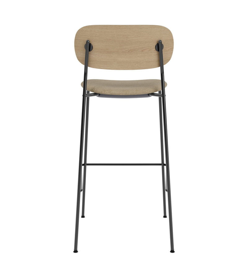 Co Bar Chair - Upholstered Seat - Audo Copenhagen - Chairs - Black Frame/ Natural Oak Back/ Audo Boucle 02 (Beige) - HORNE
