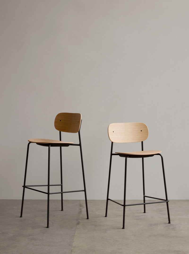 Co Bar Chair - Upholstered Seat - Audo Copenhagen - Chairs - Black Frame/ Natural Oak Back/ Audo Boucle 02 (Beige) - HORNE