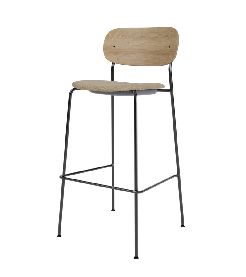 Co Bar Chair - Upholstered Seat - Audo Copenhagen - Chairs - Black Frame/ Natural Oak Back/ Audo Boucle 02 (Beige) - HORNE