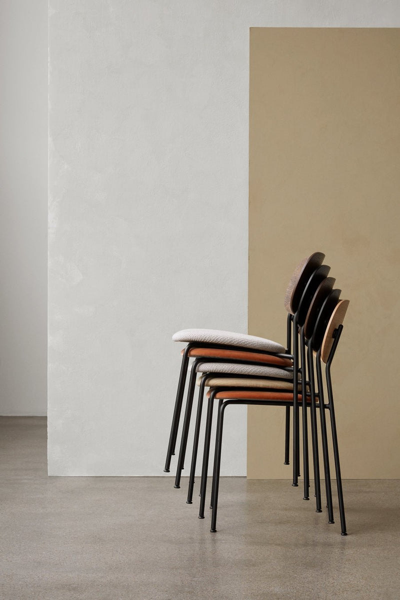 Co Dining Chair - Partially Upholstered - No Armrests - Audo Copenhagen - Chairs - Black Frame/ Black Oak Back/ Re - wool 0198 (Black) - HORNE