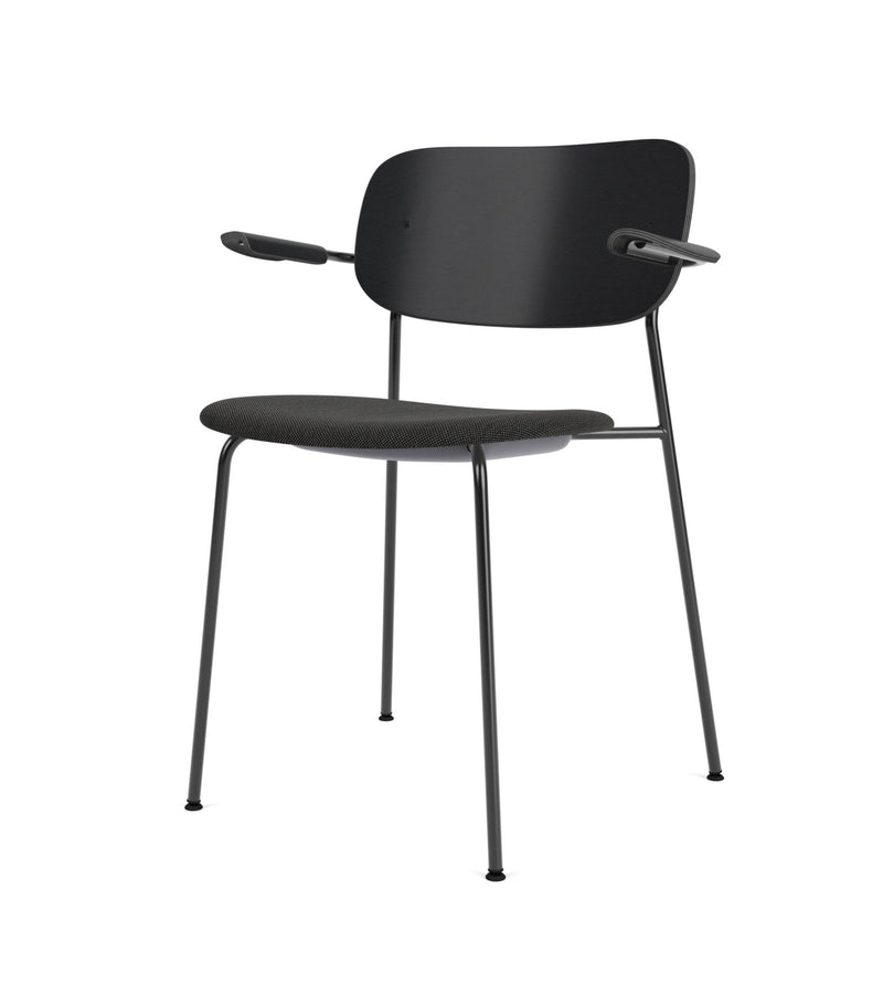 Co Dining Chair - Partially Upholstered - w/Armrests - Audo Copenhagen - Chairs - Black Frame/ Black Oak/ Re - wool 0198 (Black) - HORNE