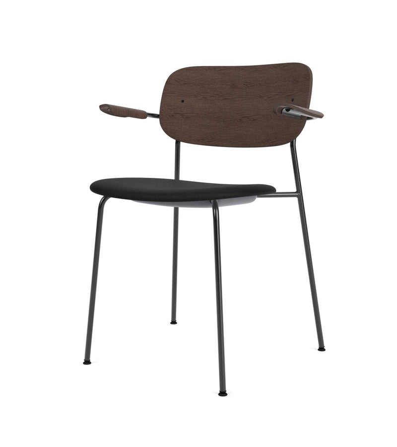 Co Dining Chair - Partially Upholstered - w/Armrests - Audo Copenhagen - Chairs - Black Frame/ Black Oak/ Re - wool 0198 (Black) - HORNE