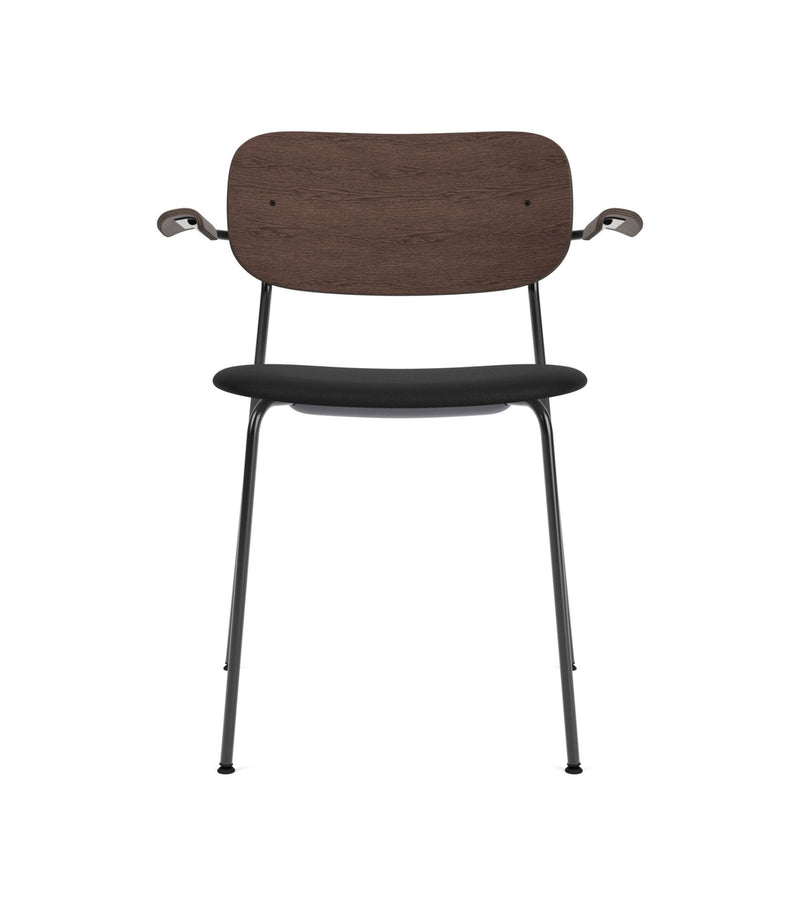 Co Dining Chair - Partially Upholstered - w/Armrests - Audo Copenhagen - Chairs - Black Frame/ Black Oak/ Re - wool 0198 (Black) - HORNE