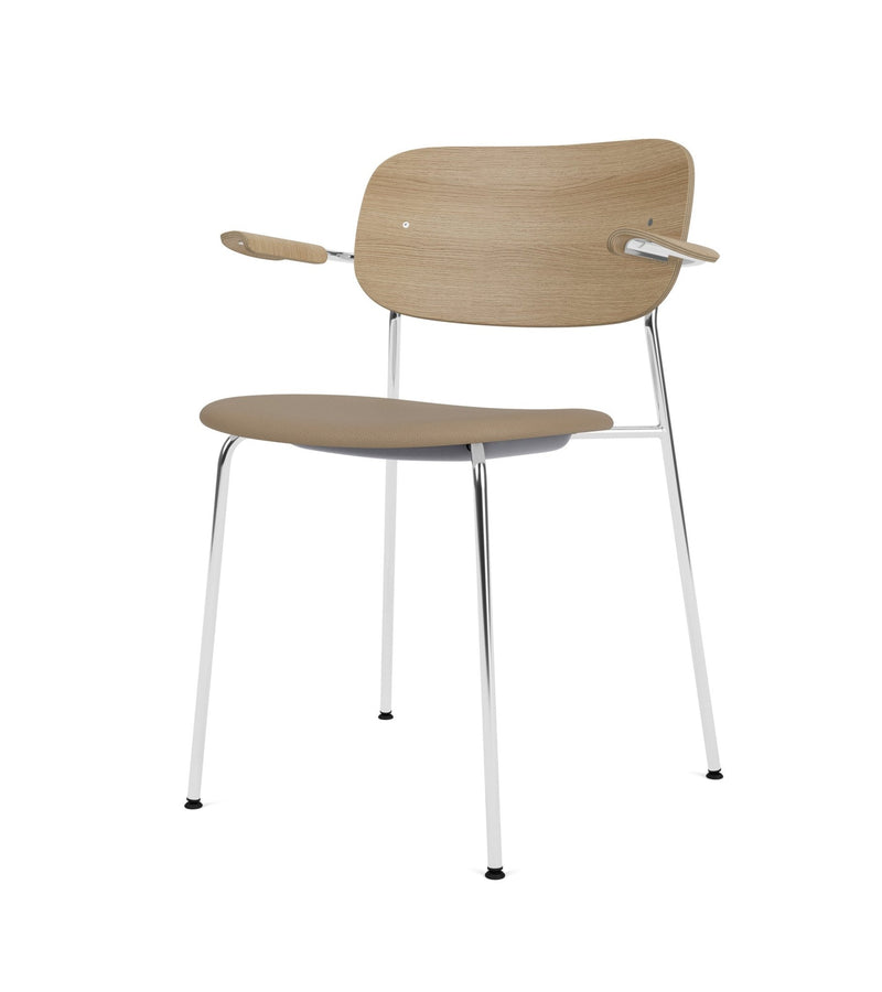 Co Dining Chair - Partially Upholstered - w/Armrests - Audo Copenhagen - Chairs - Black Frame/ Black Oak/ Re - wool 0198 (Black) - HORNE