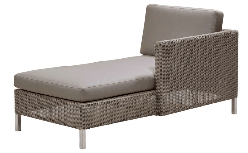 Connect Sofa Chaise Lounge Module - Cane Line - Outdoor Furniture - Left Module - Add Taupe Cushion Set - HORNE