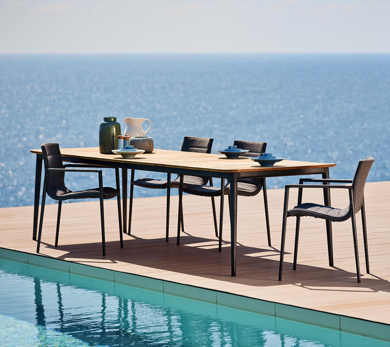 Core Table - Cane Line - Outdoor Furniture - Small - Lava Grey & Teak - HORNE