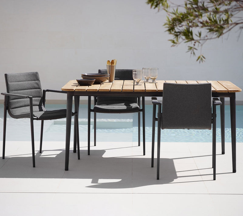 Core Table - Cane Line - Outdoor Furniture - Small - Lava Grey & Teak - HORNE