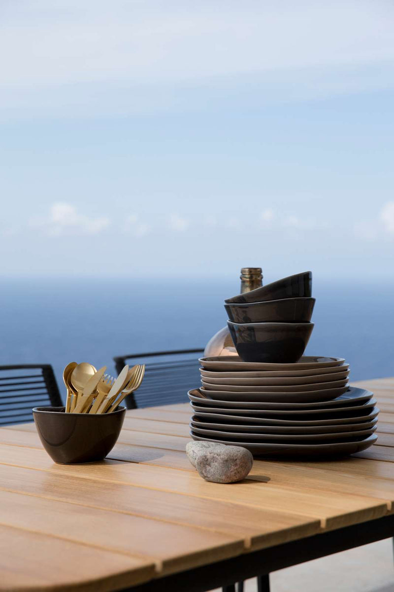 Core Table - Cane Line - Outdoor Furniture - Small - Lava Grey & Teak - HORNE