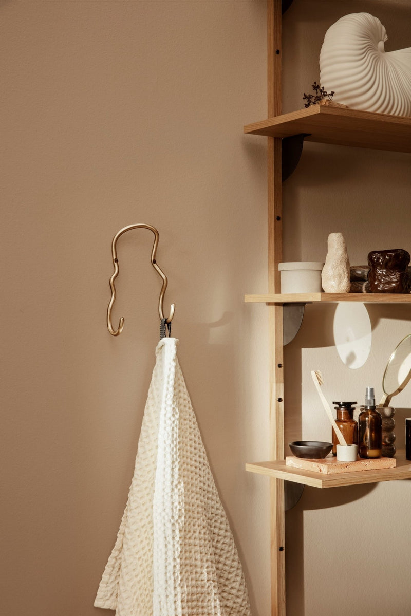 Curvature Double Hook - Ferm Living - Hangers & Hooks - Brass - HORNE