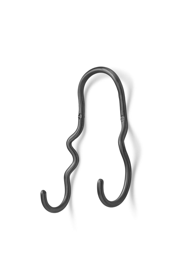 Curvature Double Hook - Ferm Living - Hangers & Hooks - Black Brass - HORNE