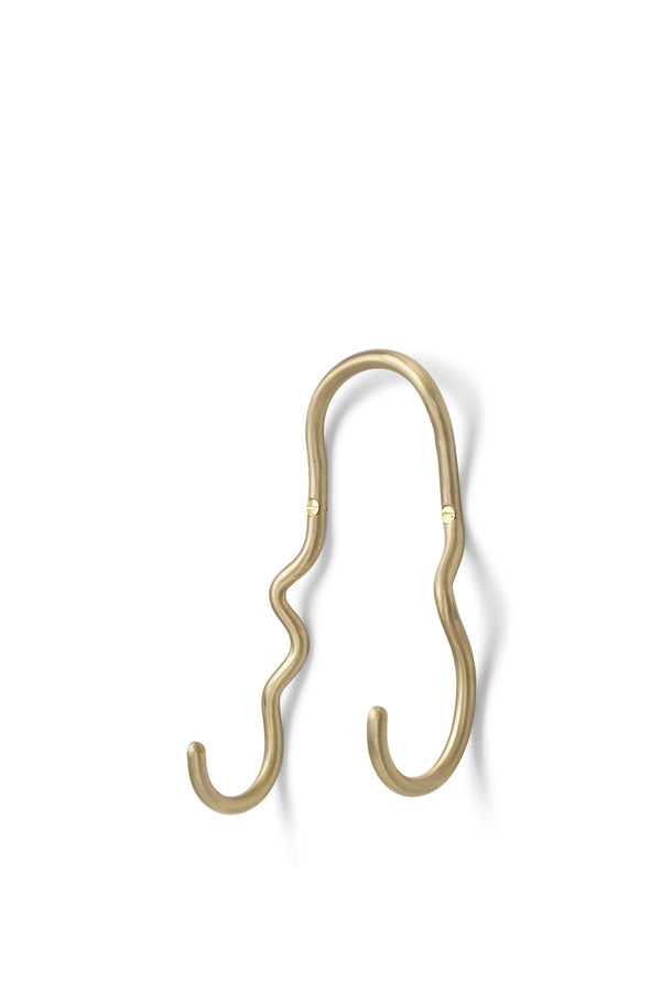 Curvature Double Hook - Ferm Living - Hangers & Hooks - Brass - HORNE