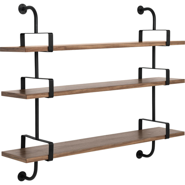 Démon Shelf System - 61"L - Gubi - Shelving - 3 Shelves/ 61" Long (2 stringers) - Walnut - HORNE