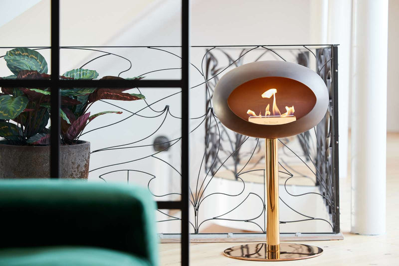 Dome - Steel Low - Le Feu - Fire Pits + Grills - Black Dome - Polished Steel Pole - Polished Steel Plate - HORNE