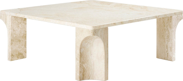 Doric Coffee Table - Gubi - Tables - Square - Neutral White Travertine - HORNE