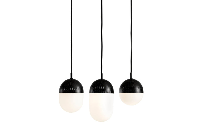 Dot Pendant - Woud - Pendants - Small - Black Painted Metal + Opal Glass Shade - HORNE