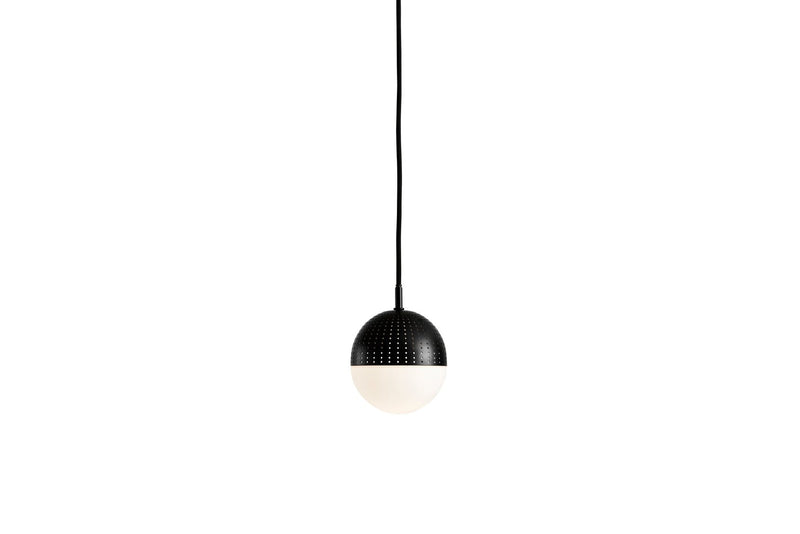 Dot Pendant - Woud - Pendants - Small - Black Painted Metal + Opal Glass Shade - HORNE
