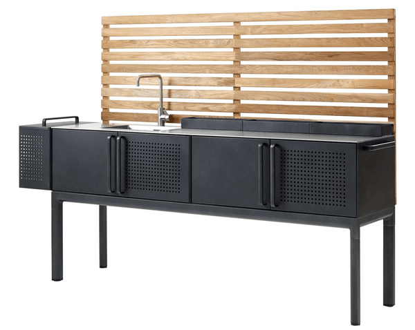 Drop Kitchen - Cane Line - Outdoor Furniture - Stainless Steel With Sink - Add Teak Kitchen Wall - HORNE