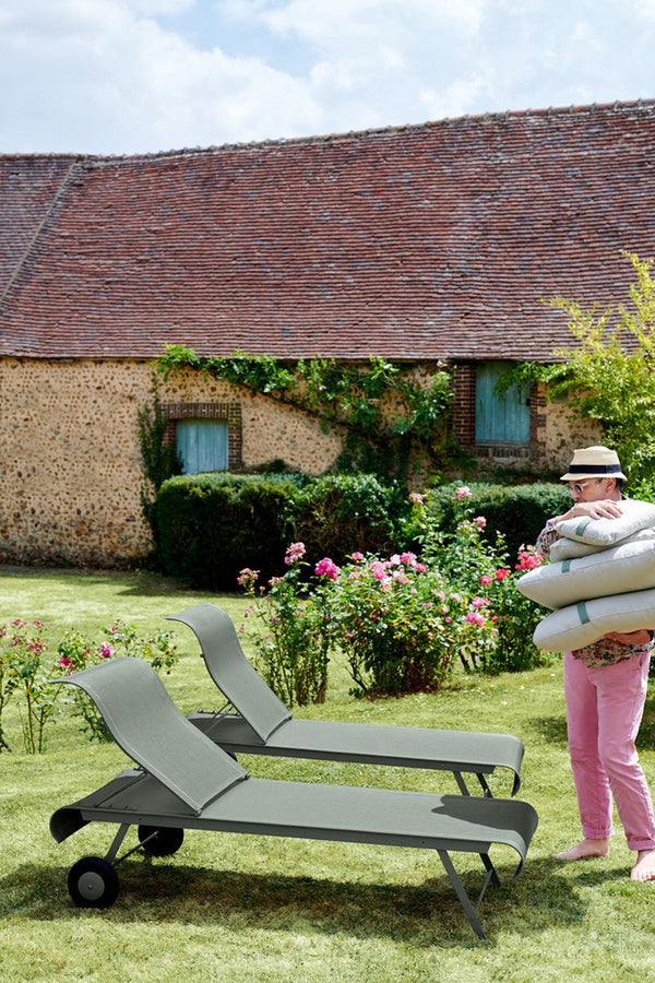 Dune Sunlounger - Stereo Fabric - Fermob - Outdoor Furniture - Clay Grey - HORNE