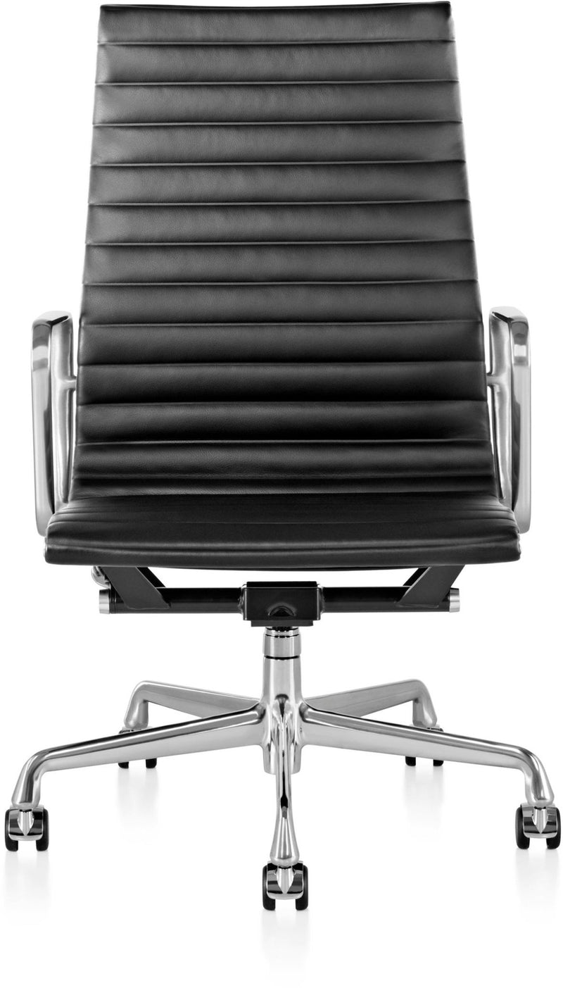 Eames® Aluminum Group Executive Chair - Herman Miller® - Chairs - Manual Seat - Height Adjustment - Polished Aluminum - Prone Obsidian - HORNE
